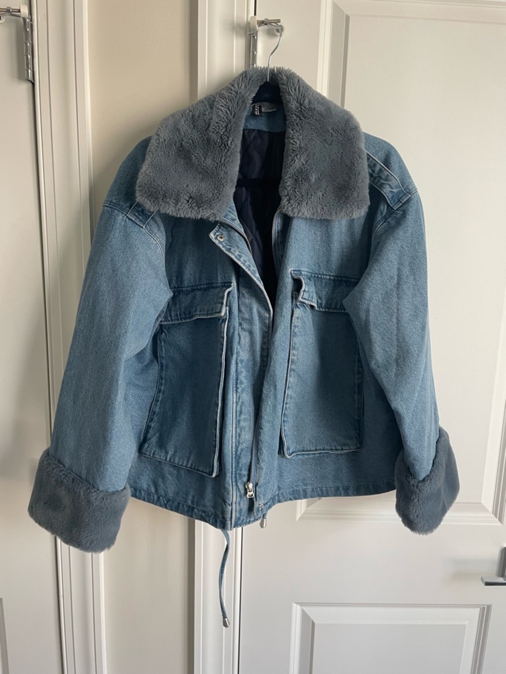 H&M Oversized Denim and Faux Fur Jacket